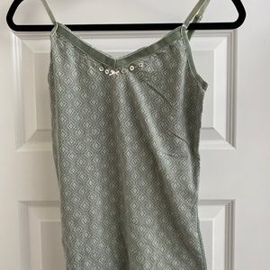 Sundance XS cotton tank w/velvet straps and button detail